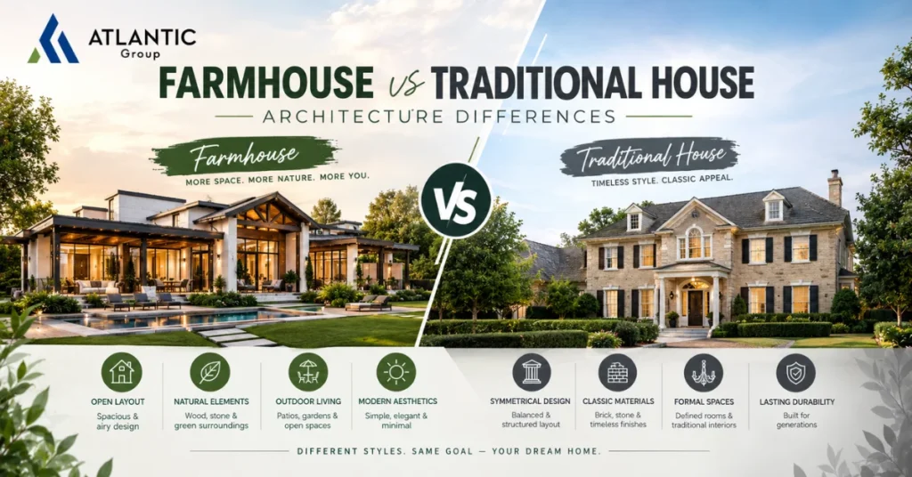 Farmhouse vs Traditional House Architecture Differences