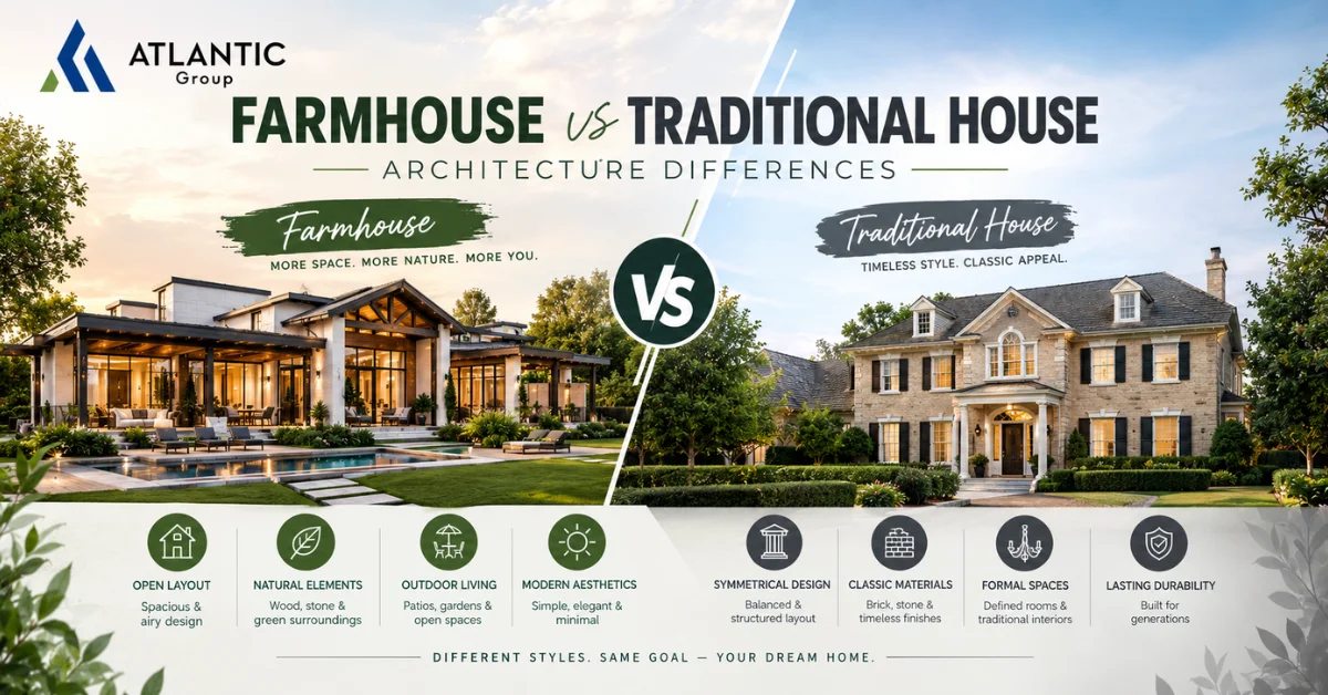 Farmhouse vs Traditional House Architecture Differences